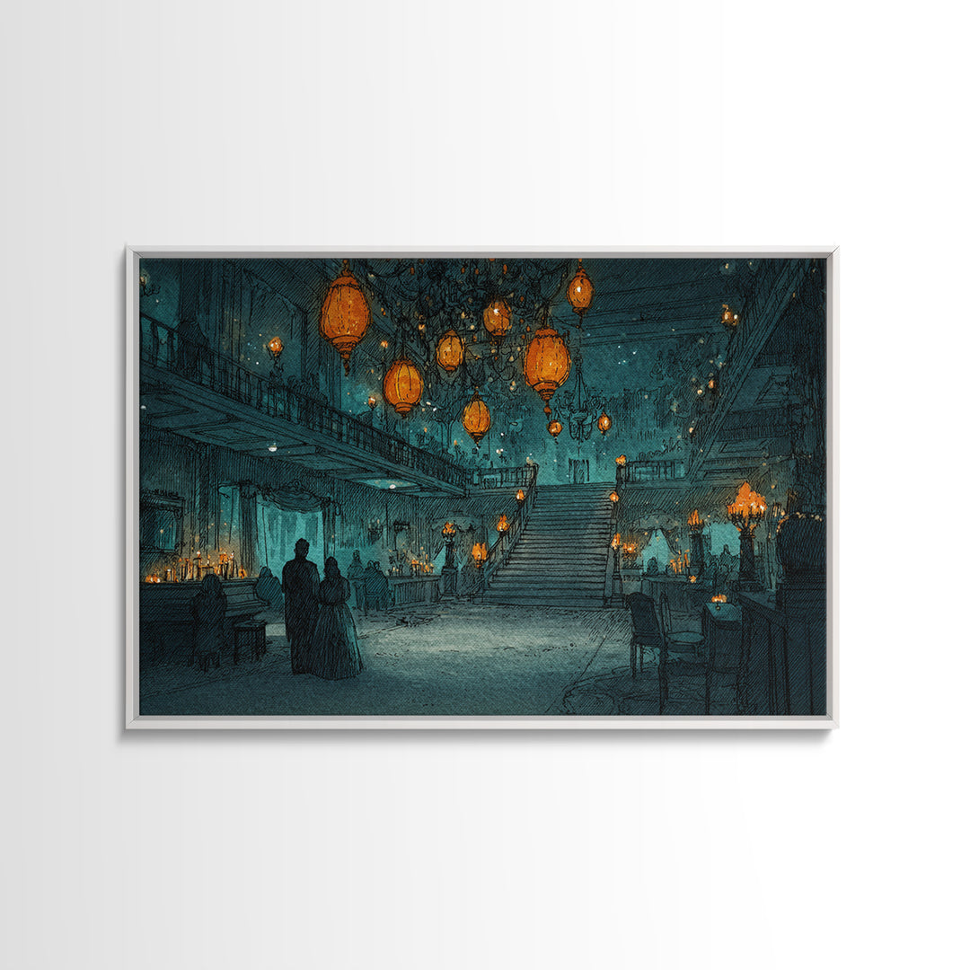 The Ballroom Of Silent Shoggoths, Cosmic Horror Decor, Landscape Wall Art, Canvas Print, Halloween Home Decor, Gothic Wall Art