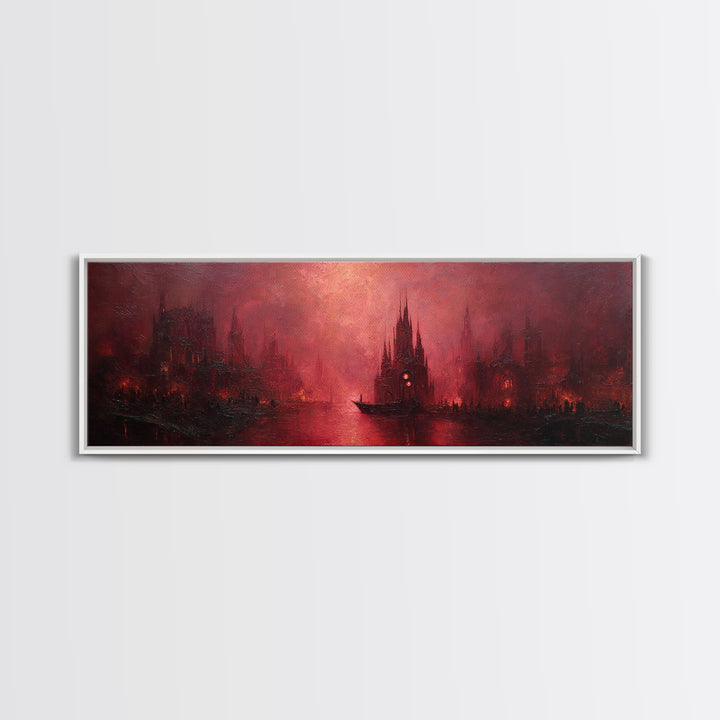 The Ballroom Of Silent Shoggoths, Dark Fantasy Wall Art, Extra Wide Wall Art, Framed Canvas Print, Halloween Home Decor, Gothic Wall Art
