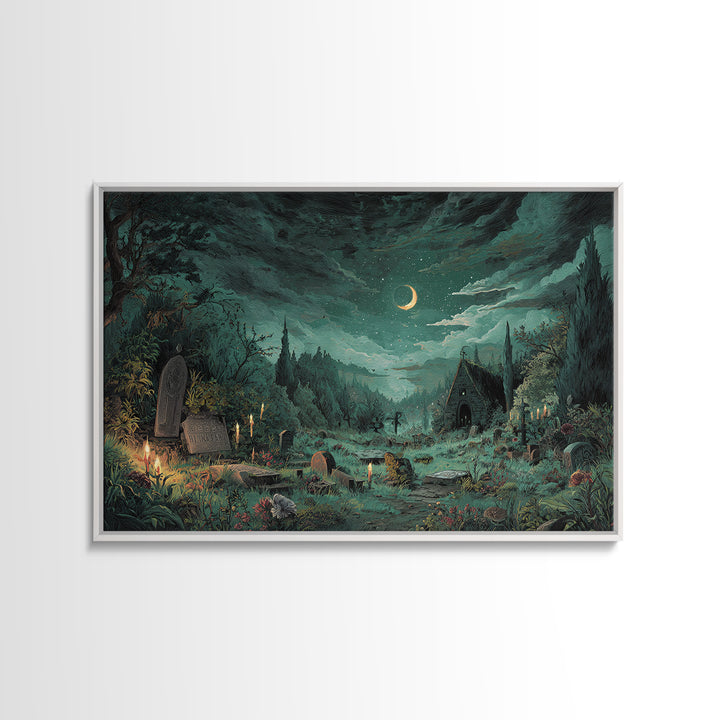 The Grave Gardener Of Yuggoth, Lovecraftian Wall Art, Landscape Wall Art, Framed Canvas Print, Halloween Home Decor, Gothic Wall Art