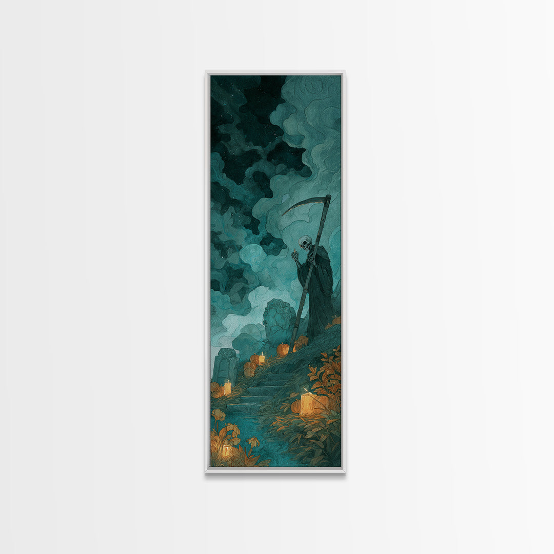 The Grave Gardener Of Yuggoth, Dark Fantasy Wall Art, Tall Narrow Wall Art, Canvas Print, Halloween Home Decor, Gothic Wall Art