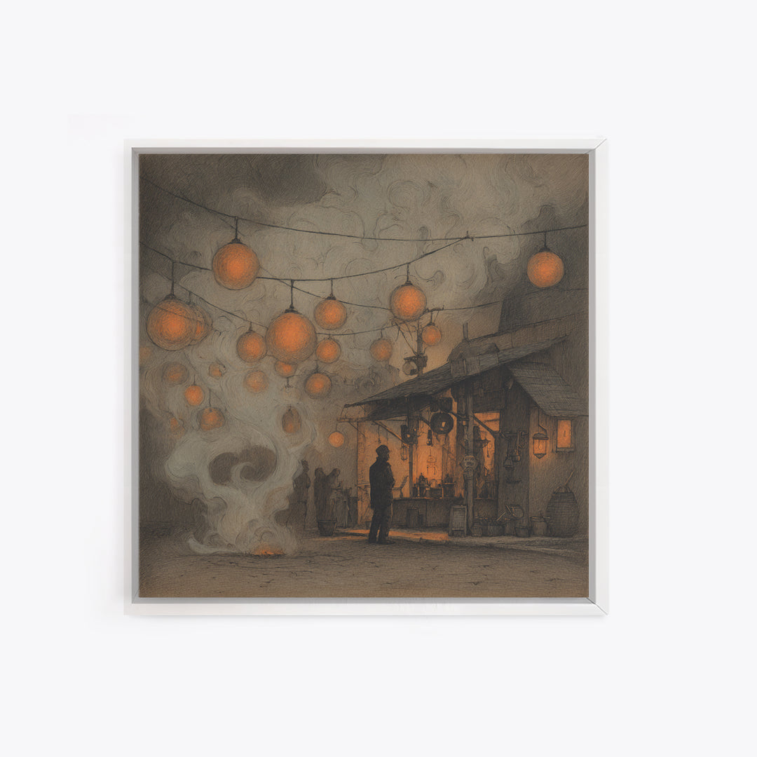 The Lantern Market Beyond The Veil, Occult Wall Decor, Square Wall Art, Canvas Print, Halloween Home Decor, Gothic Wall Art