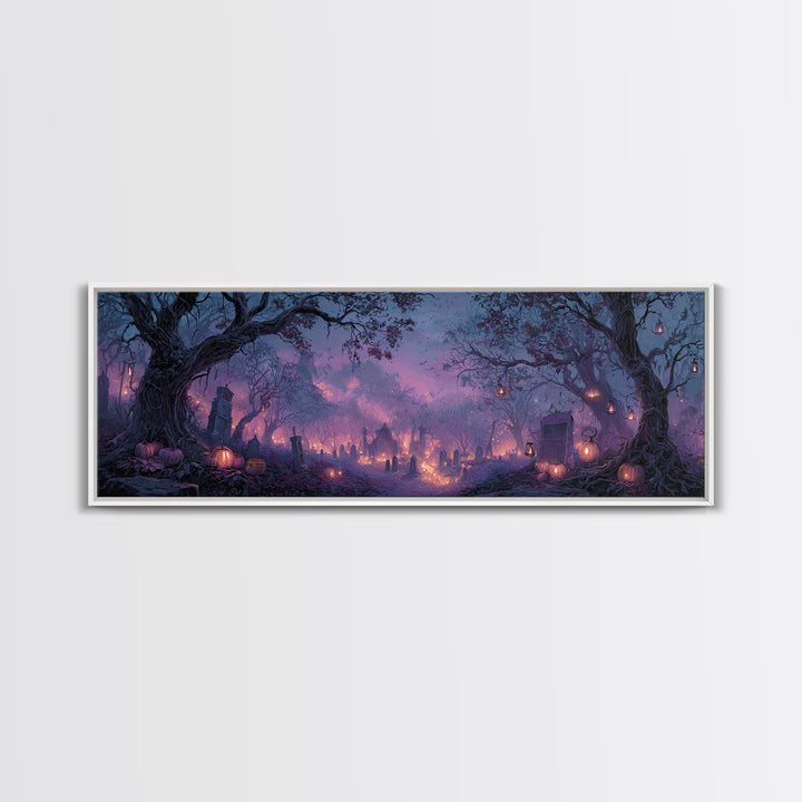 The Lantern Market Beyond The Veil, Macabre Halloween Art, Extra Wide Wall Art, Canvas Print, Halloween Home Decor, Gothic Wall Art