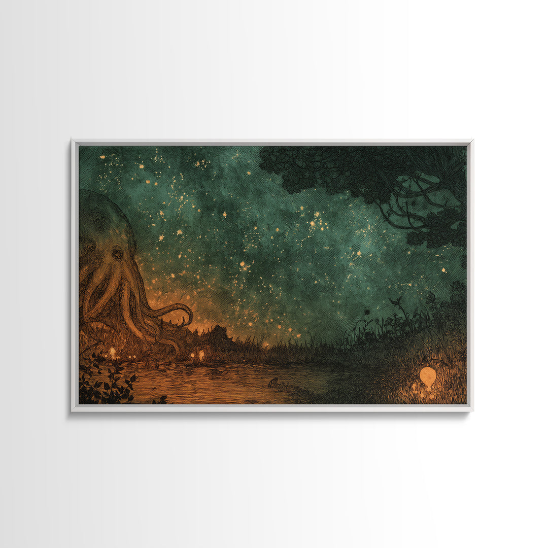 The Salt King Of The Black Shore, Dark Fantasy Wall Art, Landscape Wall Art, Framed Canvas Print, Halloween Home Decor, Gothic Wall Art