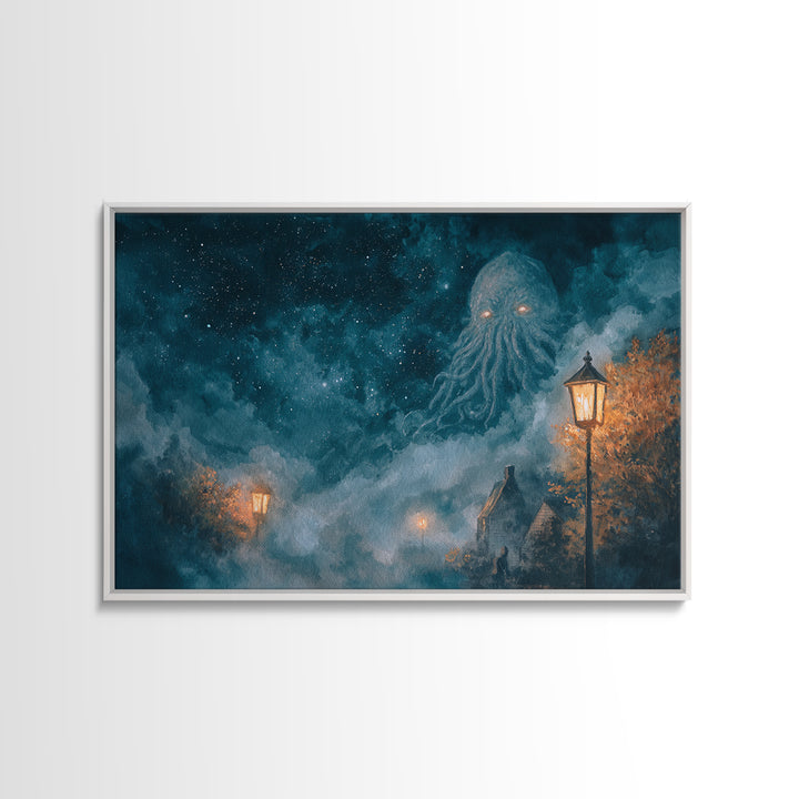 The Dreamwell Beneath Miskatonic, Dark Fantasy Wall Art, Landscape Wall Art, Canvas Print, Halloween Home Decor, Gothic Wall Art