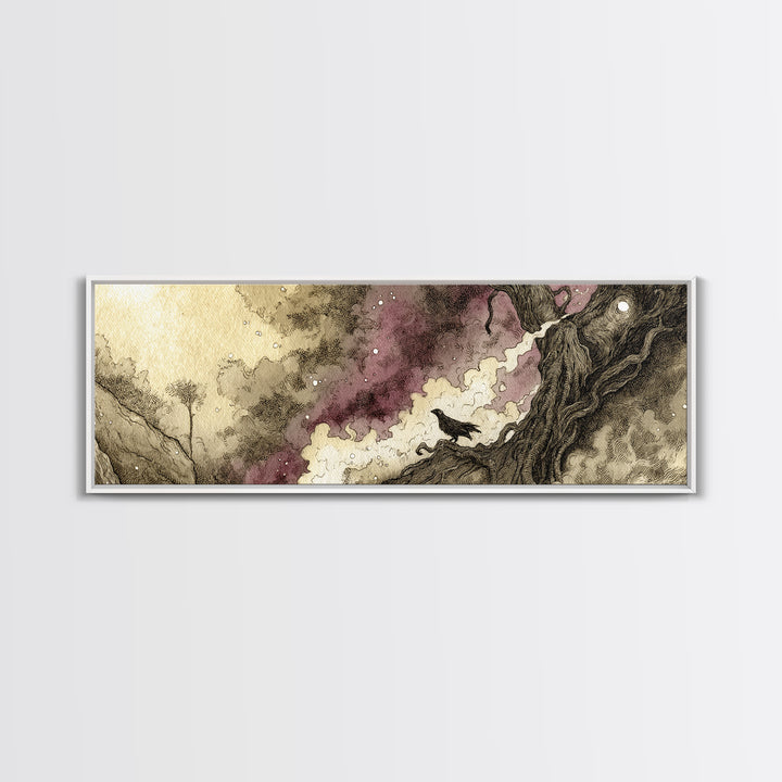 The Custodian Of The Whispering Idol, Eldritch Wall Art, Extra Wide Wall Art, Canvas Print, Halloween Home Decor, Gothic Wall Art
