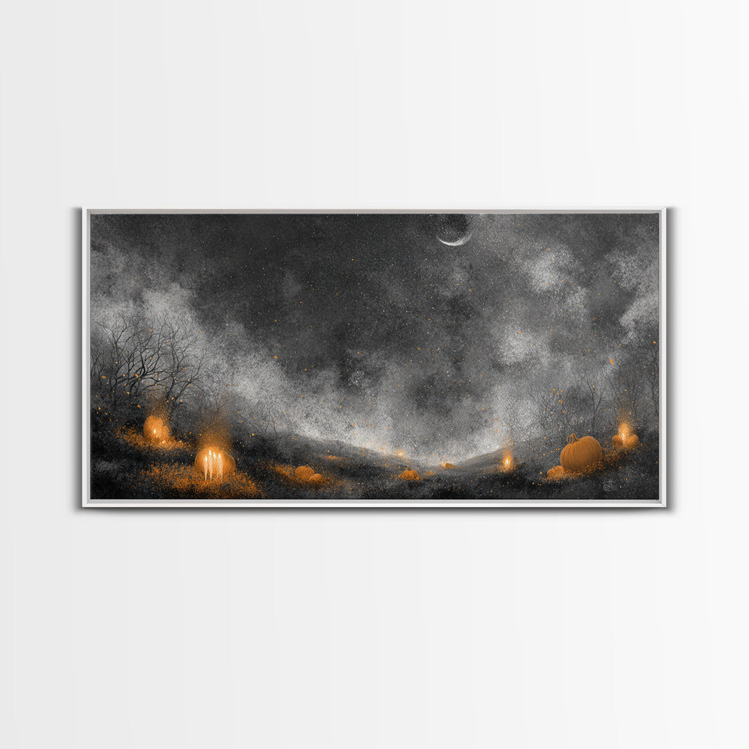 The Frost Beyond Carcosa, Halloween Wall Art, Wide Panoramic Art, Framed Canvas Print, Halloween Home Decor, Gothic Wall Art