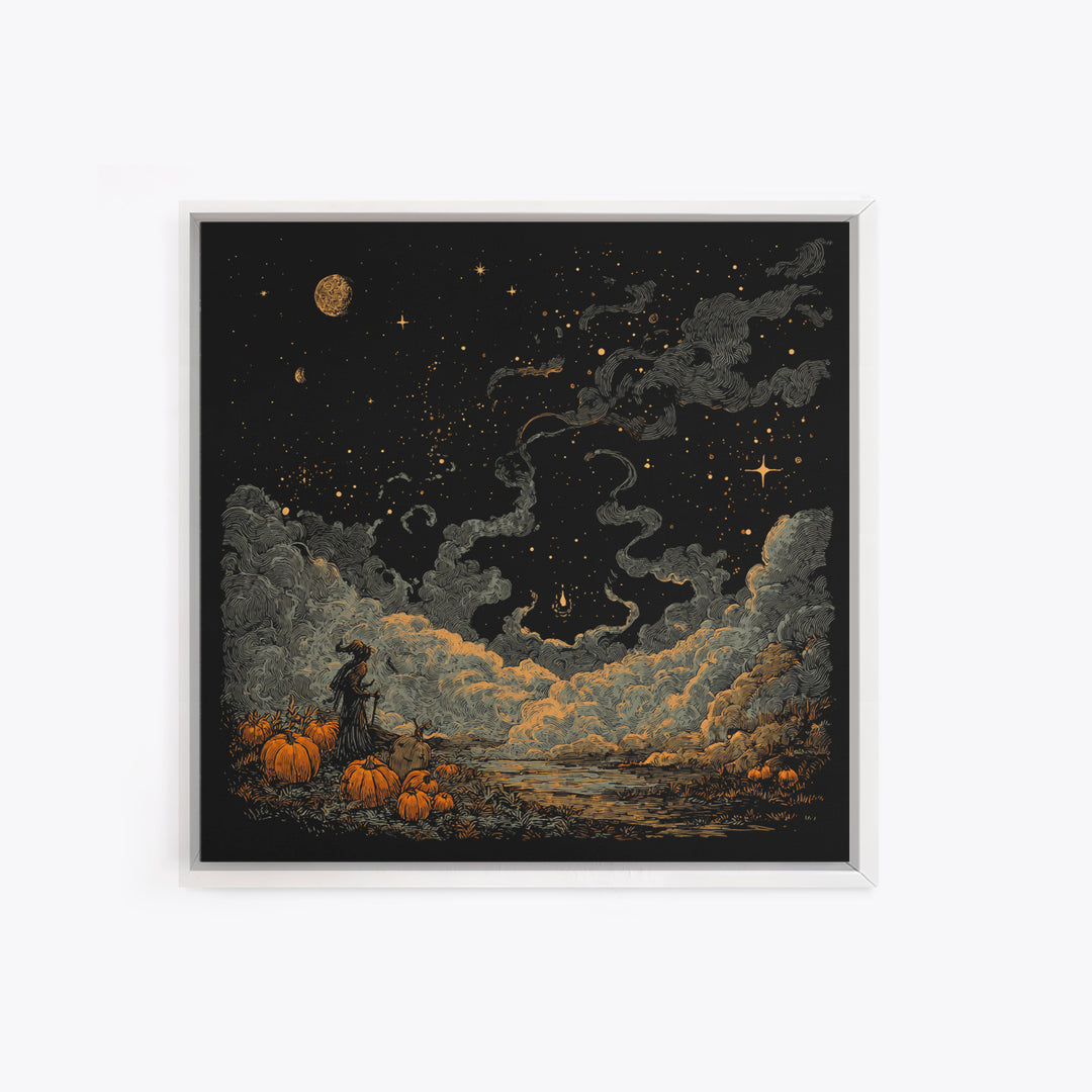 The Seamstress Of Living Nebulae, Cosmic Horror Decor, Square Wall Art, Framed Canvas Print, Halloween Home Decor, Gothic Wall Art