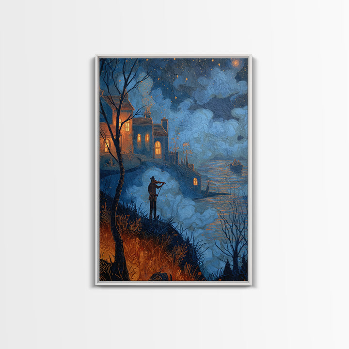 The Violinist Of The Drowned Moon, Lovecraftian Wall Art, Vertical Wall Art, Canvas Print, Halloween Home Decor, Gothic Wall Art