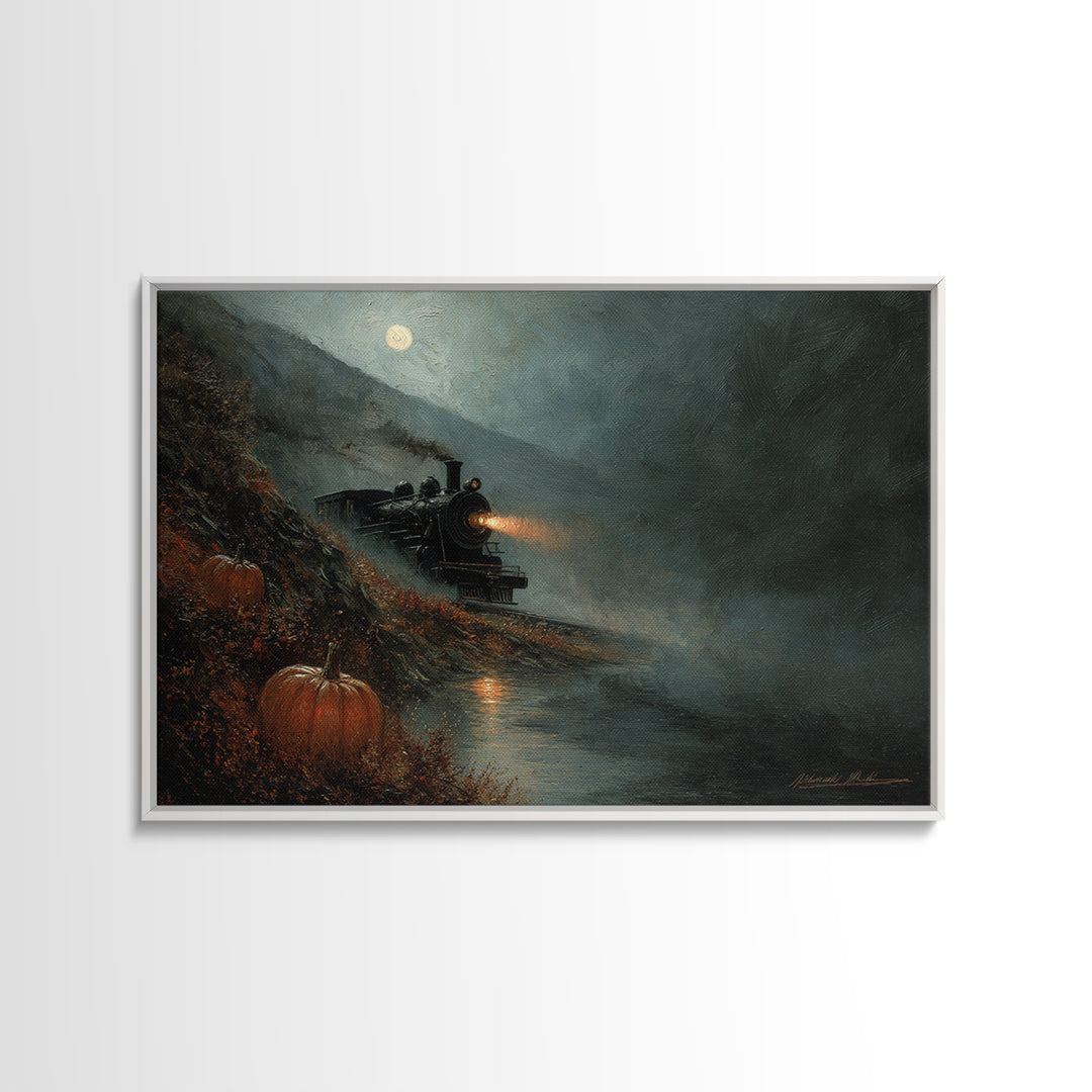 The Phantom Train To Kadath, Spooky Wall Decor, Landscape Wall Art, Canvas Print, Halloween Home Decor, Gothic Wall Art, Halloween Wall Art