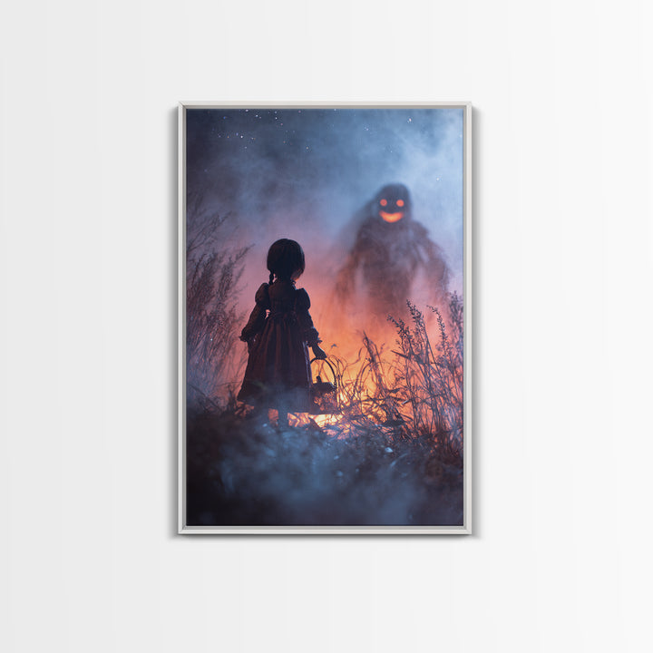 The Doll From Beyond The Void, Occult Wall Decor, Vertical Wall Art, Framed Canvas Print, Halloween Home Decor, Gothic Wall Art