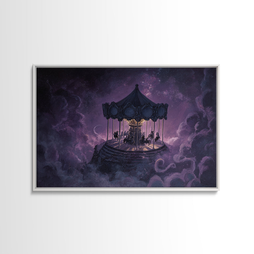 The Carousel Of Sleeping Planets, Occult Wall Decor, Landscape Wall Art, Canvas Print, Halloween Home Decor, Gothic Wall Art
