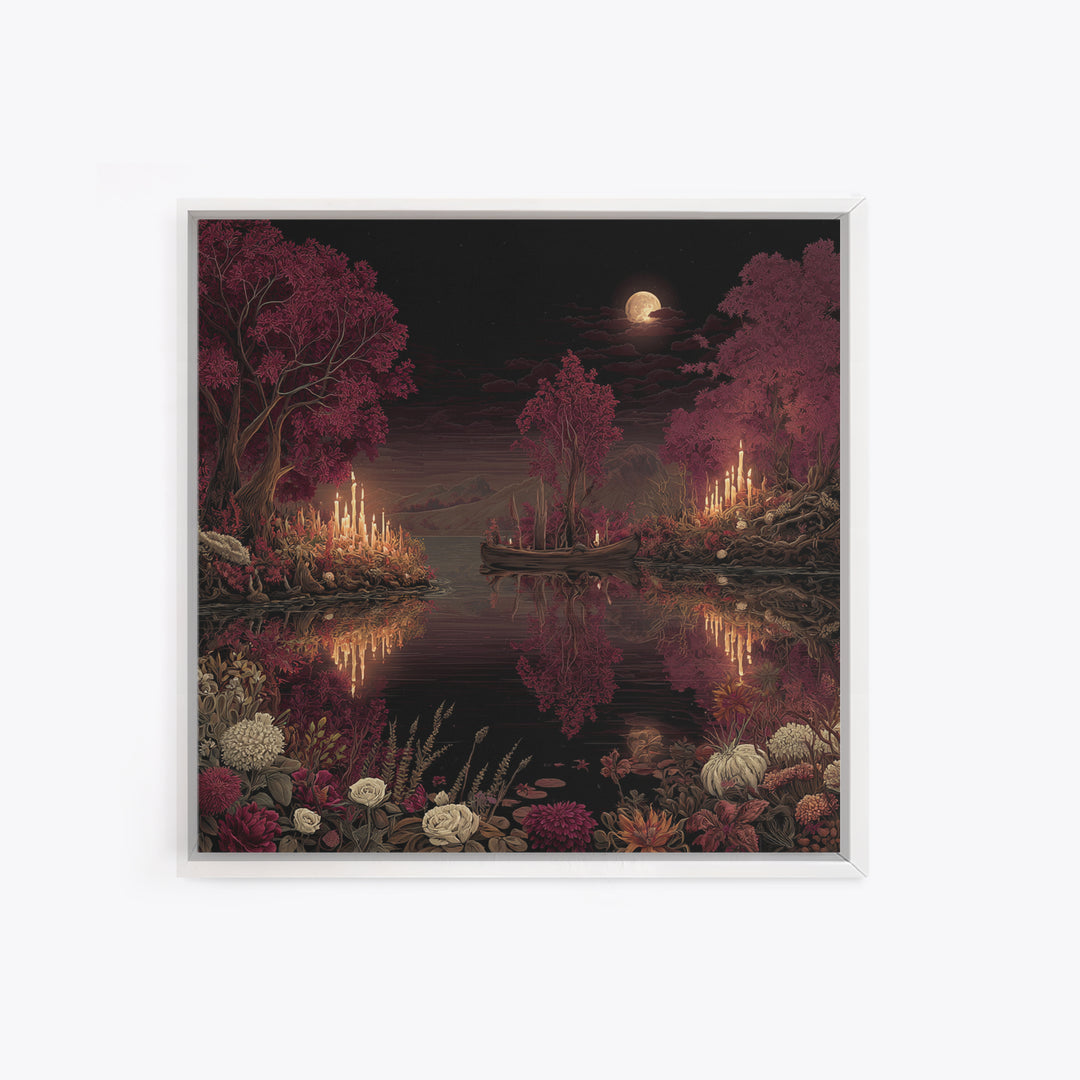 The Mirror Lake Of Lost Constellations, Halloween Wall Art, Square Wall Art, Framed Canvas Print, Halloween Home Decor, Gothic Wall Art