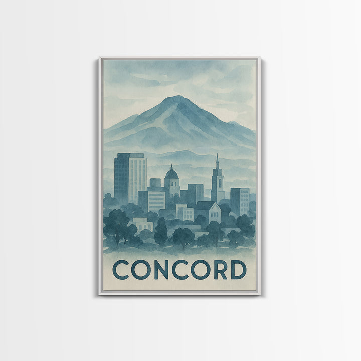 Concord Travel Poster, Canvas Print, Painted Travel Poster Art, Concord City Art, Travel Wall Decor, Fine Art Print, City Art Print