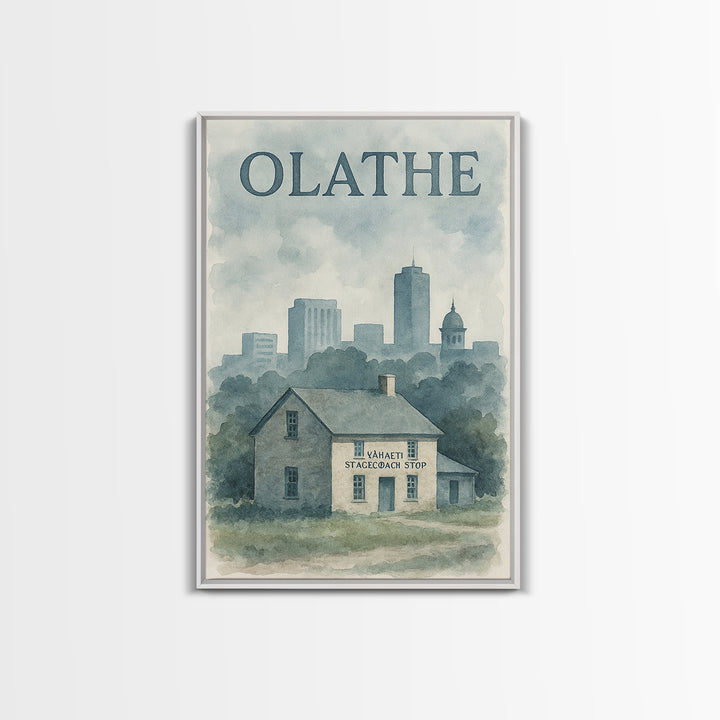 Olathe Travel Poster, Canvas Print, Painted Travel Poster Art, Olathe Travel Art, City Illustration, Travel Art Print, Home Office Decor