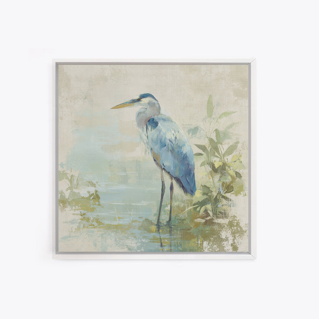 Blue Heron in Quiet Marsh Canvas Print, Waiting Room Art, Printable Art, Waiting Room Decor, Watercolor Art, Calm, WRA-1x1-36