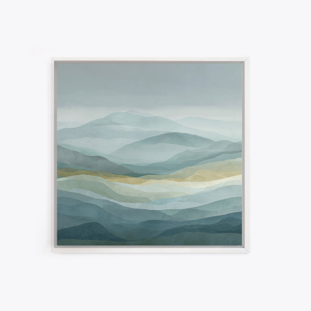 Simple Mountain Layers Framed Canvas Print, Waiting Room Art, Dental Office Decor, Waiting Room Decor, Fine Art, Calm, WRA-1x1-38