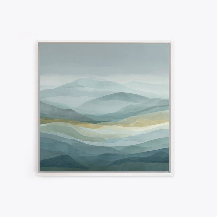 Simple Mountain Layers Framed Canvas Print, Waiting Room Art, Dental Office Decor, Waiting Room Decor, Fine Art, Calm, WRA-1x1-38
