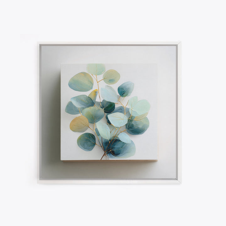 Clean Eucalyptus Leaf Study Framed Canvas Print, Waiting Room Art, Gallery Decor, Waiting Room Decor, Oil Painting, Calm, WRA-1x1-41