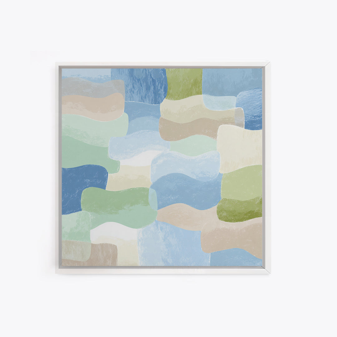 Pastel Rainbow Shapes for Pediatric Spaces Framed Canvas Print, Waiting Room Art, Dental Wall Art, Waiting Room Decor, Calm, WRA-1x1-42
