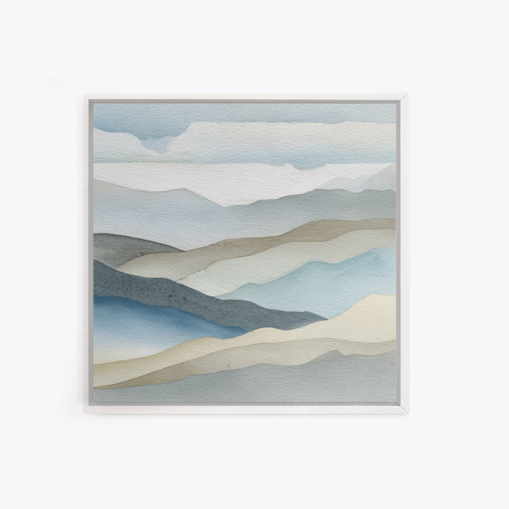 Simple Mountain Layers Framed Canvas Print, Waiting Room Art, Dental Office Decor, Waiting Room Decor, Fine Art, Calm, WRA-1x1-62