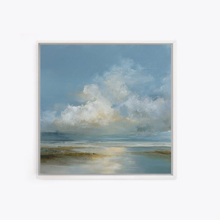 Large Cloudscape with Hopeful Light Framed Canvas Print, Waiting Room Art, Textured Painting, Waiting Room Decor, Calm, WRA-1x1-88