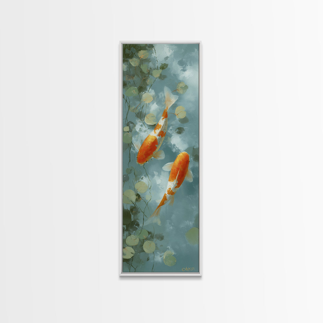 Gentle Koi Fish Canvas Print, Waiting Room Art, Landscape, Waiting Room Decor, Fine Art, Calm, Neutral Decor, Modern Decor, WRA-1x3-10