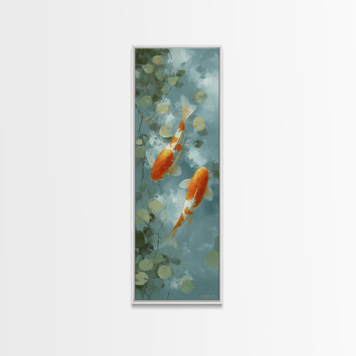 Gentle Koi Fish Canvas Print, Waiting Room Art, Landscape, Waiting Room Decor, Fine Art, Calm, Neutral Decor, Modern Decor, WRA-1x3-10