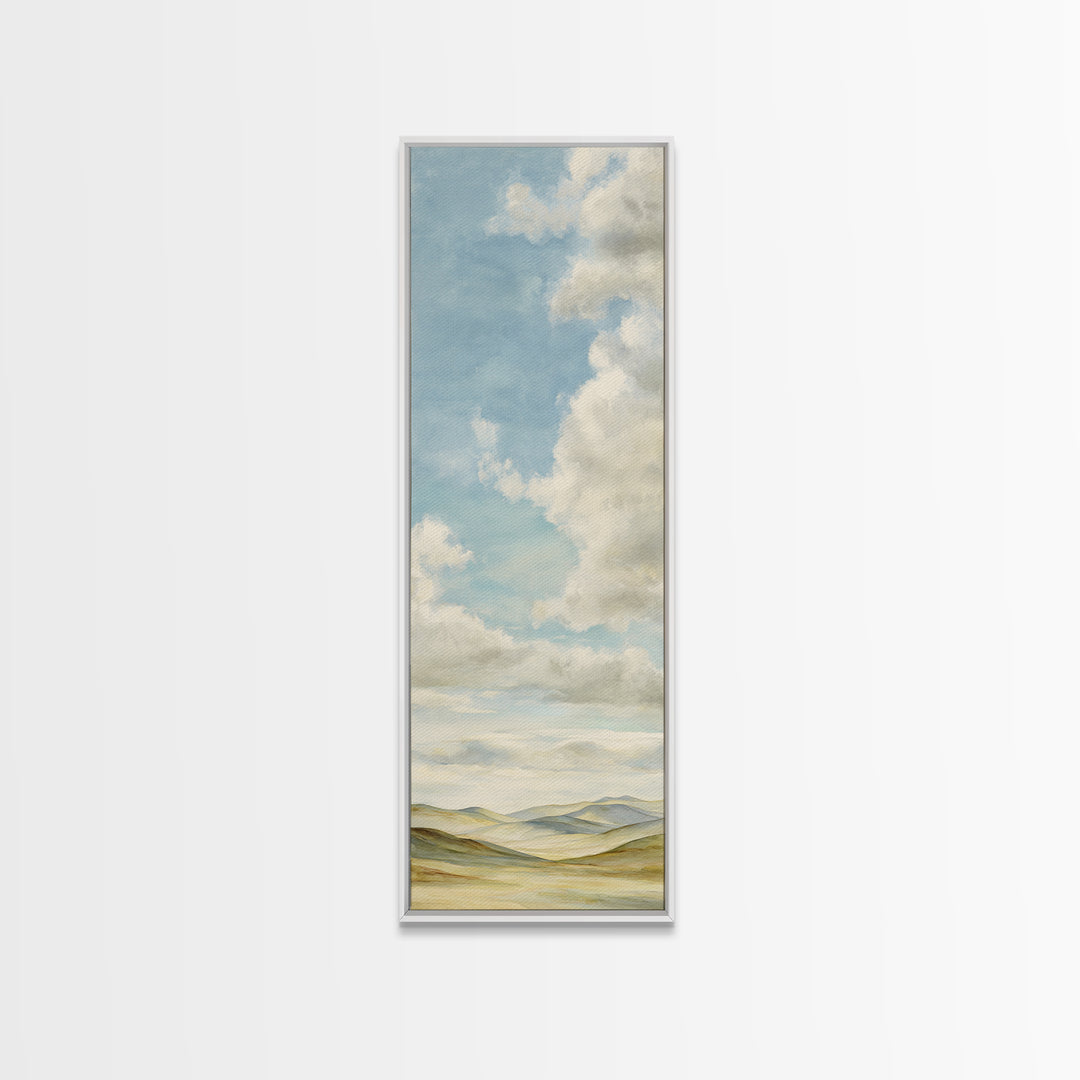 Calming Landscape with Open Sky and Gentle Canvas Print, Waiting Room Art, Statement Artwork, Waiting Room Decor, Oil Painting, WRA-1x3-13