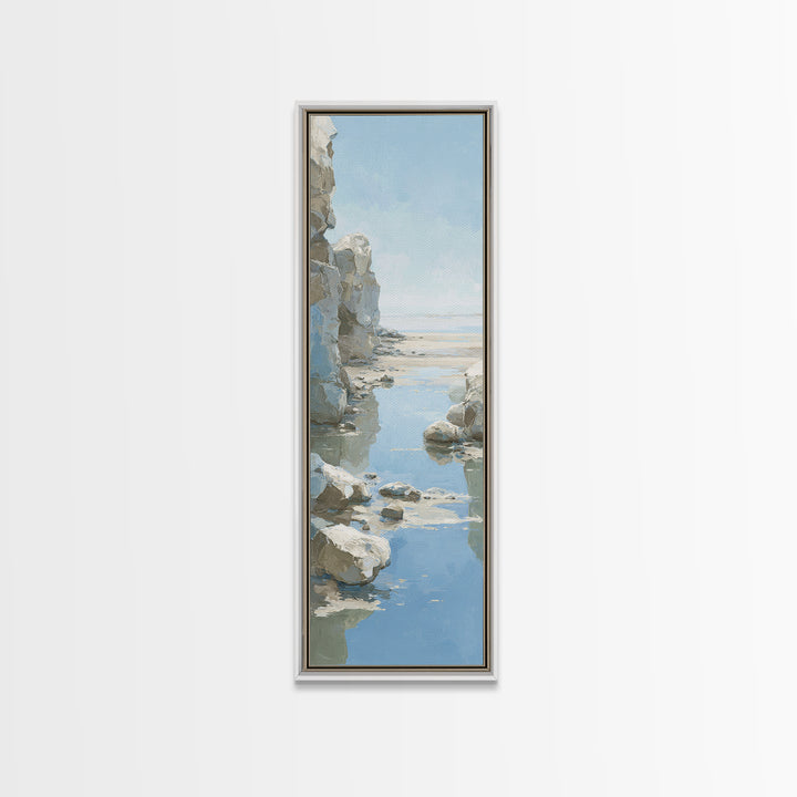 Coastal Horizon with Pale Sand and Water Canvas Print, Waiting Room Art, Gallery Decor, Waiting Room Decor, Fine Art, Calm, WRA-1x3-21