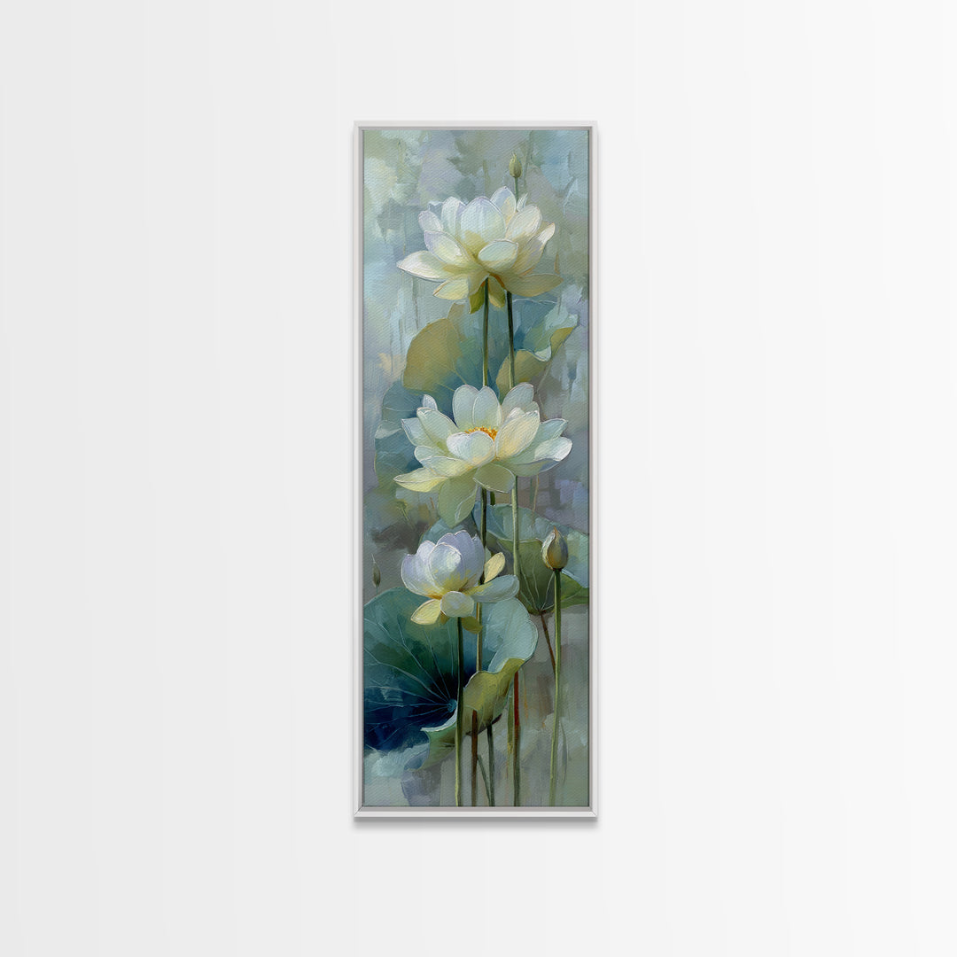 Lotus Flower on Still Water Canvas Print, Waiting Room Art, Printable Wall Art, Waiting Room Decor, Watercolor Art, Calm, WRA-1x3-27