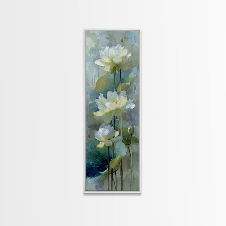 Lotus Flower on Still Water Canvas Print, Waiting Room Art, Printable Wall Art, Waiting Room Decor, Watercolor Art, Calm, WRA-1x3-27