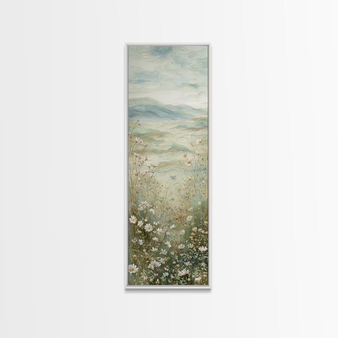 Sunlit Meadow with Wildflowers Canvas Print, Waiting Room Art, Contemporary Art, Waiting Room Decor, Oil Painting, Calm, WRA-1x3-44