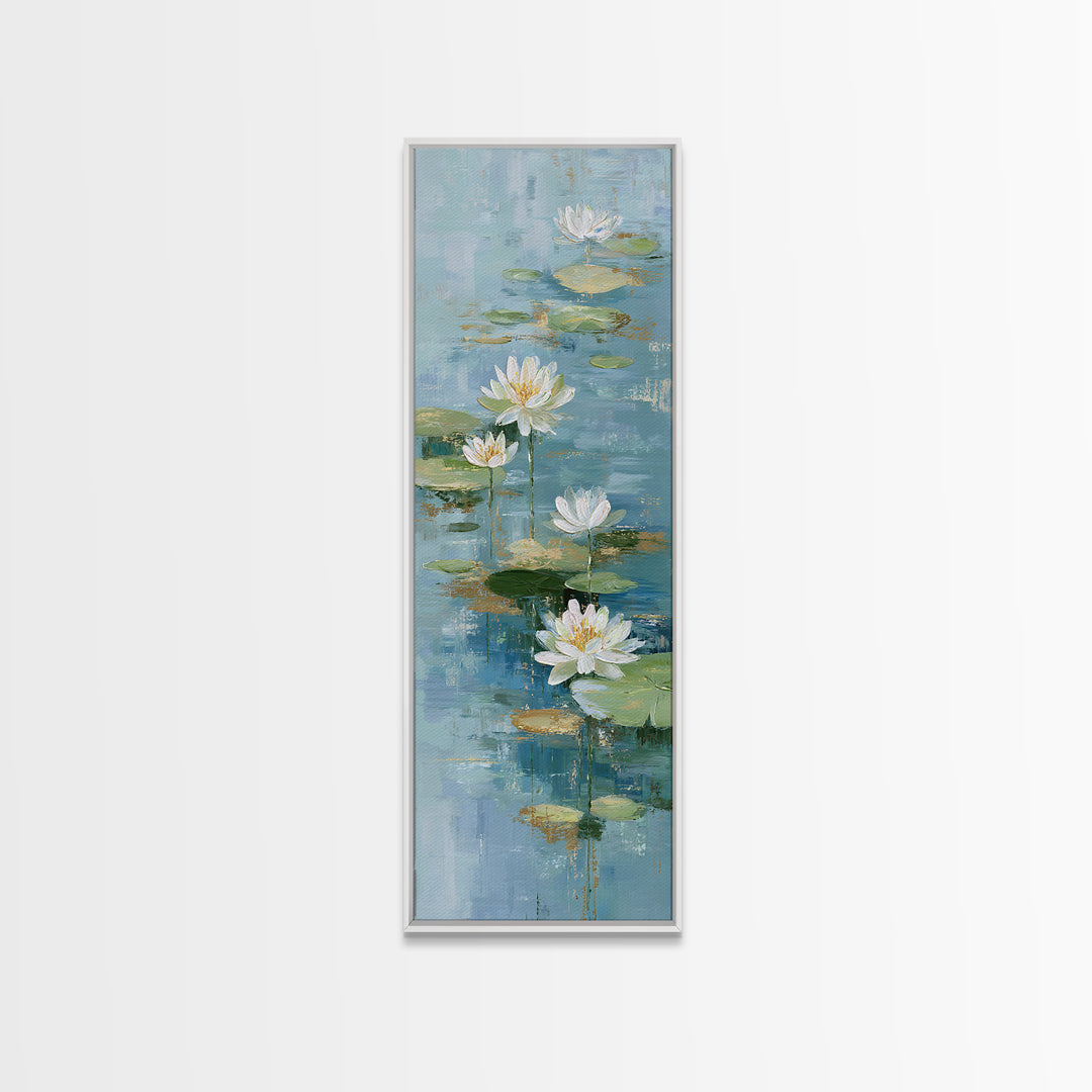 Lotus Flower on Still Water Canvas Print, Waiting Room Art, Minimalist Wall Art, Waiting Room Decor, Fine Art, Calm, Dental Art, WRA-1x3-51