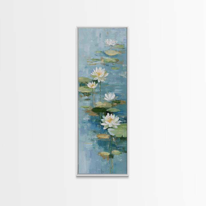 Lotus Flower on Still Water Canvas Print, Waiting Room Art, Minimalist Wall Art, Waiting Room Decor, Fine Art, Calm, Dental Art, WRA-1x3-51