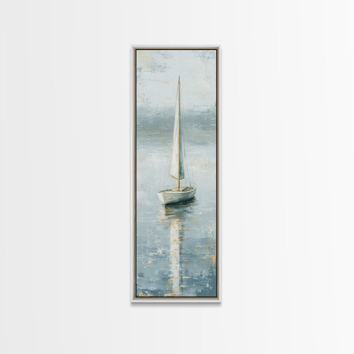Quiet Sailboat on Calm Water Canvas Print, Waiting Room Art, Contemporary Art, Waiting Room Decor, Calm, Living Room Wall Art, WRA-1x3-7
