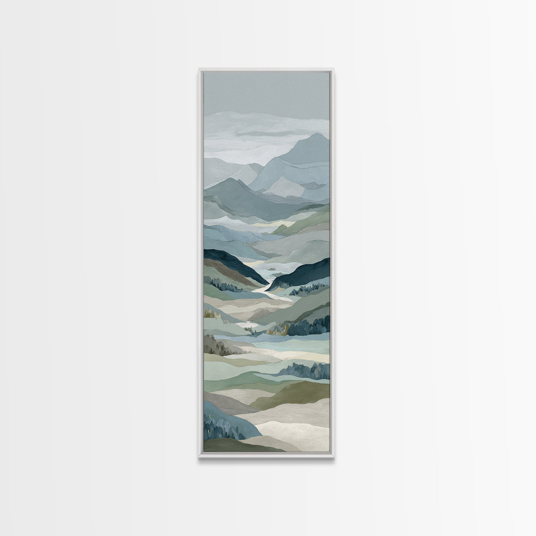 Simple Mountain Layers Framed Canvas Print, Waiting Room Art, Fine Art, Waiting Room Decor, Calm, Minimalist Decor, WRA-1x3-74