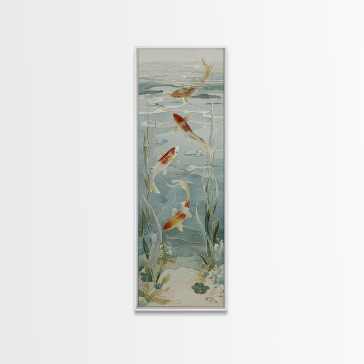 Gentle Koi Fish Canvas Print, Waiting Room Art, Gallery Decor, Waiting Room Decor, Oil Painting, Calm, Contemporary Art, WRA-1x3-82
