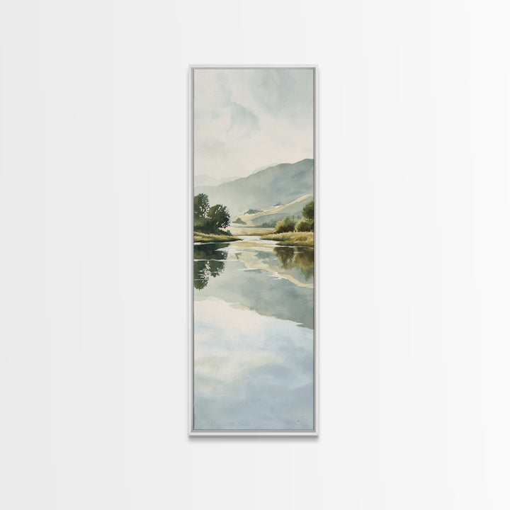 Peaceful Lake Reflection at Dawn Canvas Print, Waiting Room Art, Minimalist Wall Art, Waiting Room Decor, Fine Art, Calm, WRA-1x3-88