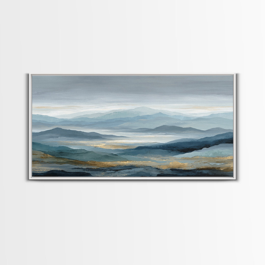 Simple Mountain Layers Framed Canvas Print, Waiting Room Art, Art Print, Waiting Room Decor, Fine Art, Calm, Abstract Art, WRA-2x1-10