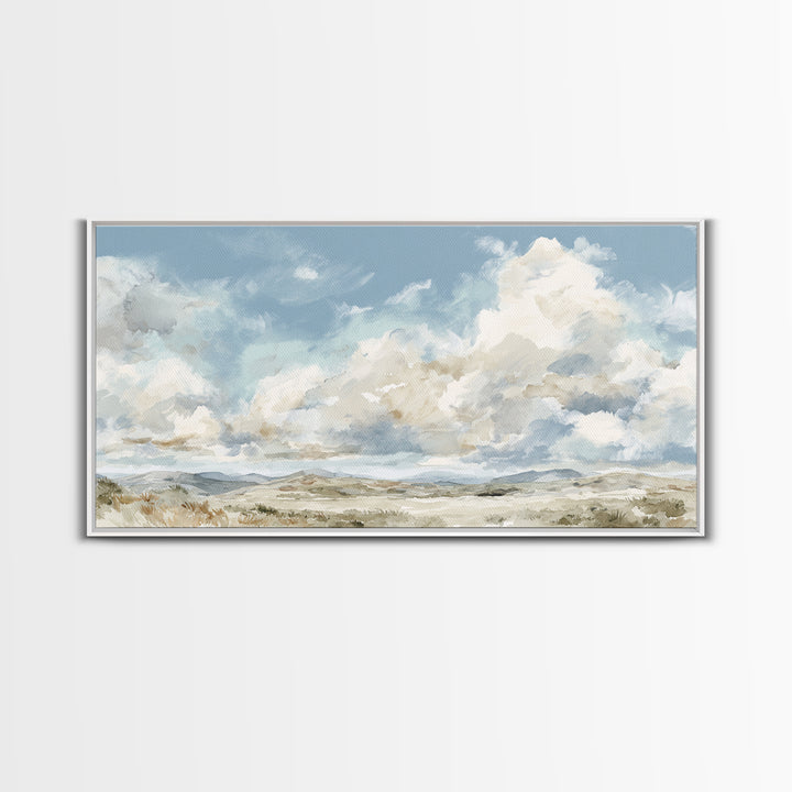 Large Cloudscape with Hopeful Light Framed Canvas Print, Waiting Room Art, Art Print, Waiting Room Decor, Fine Art, Calm, WRA-2x1-12