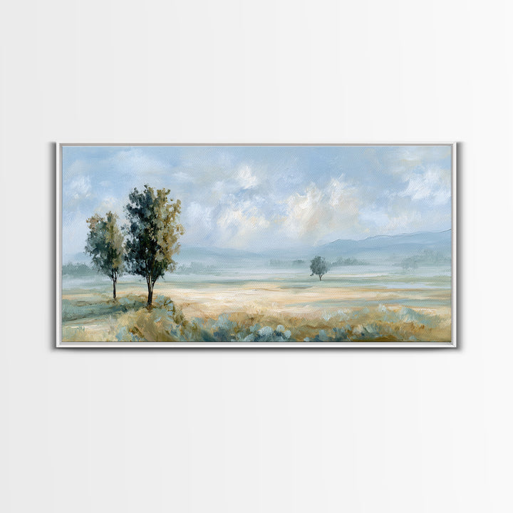 Open Field with Distant Tree Framed Canvas Print, Waiting Room Art, Therapy Office Decor, Waiting Room Decor, Fine Art, Calm, WRA-2x1-19