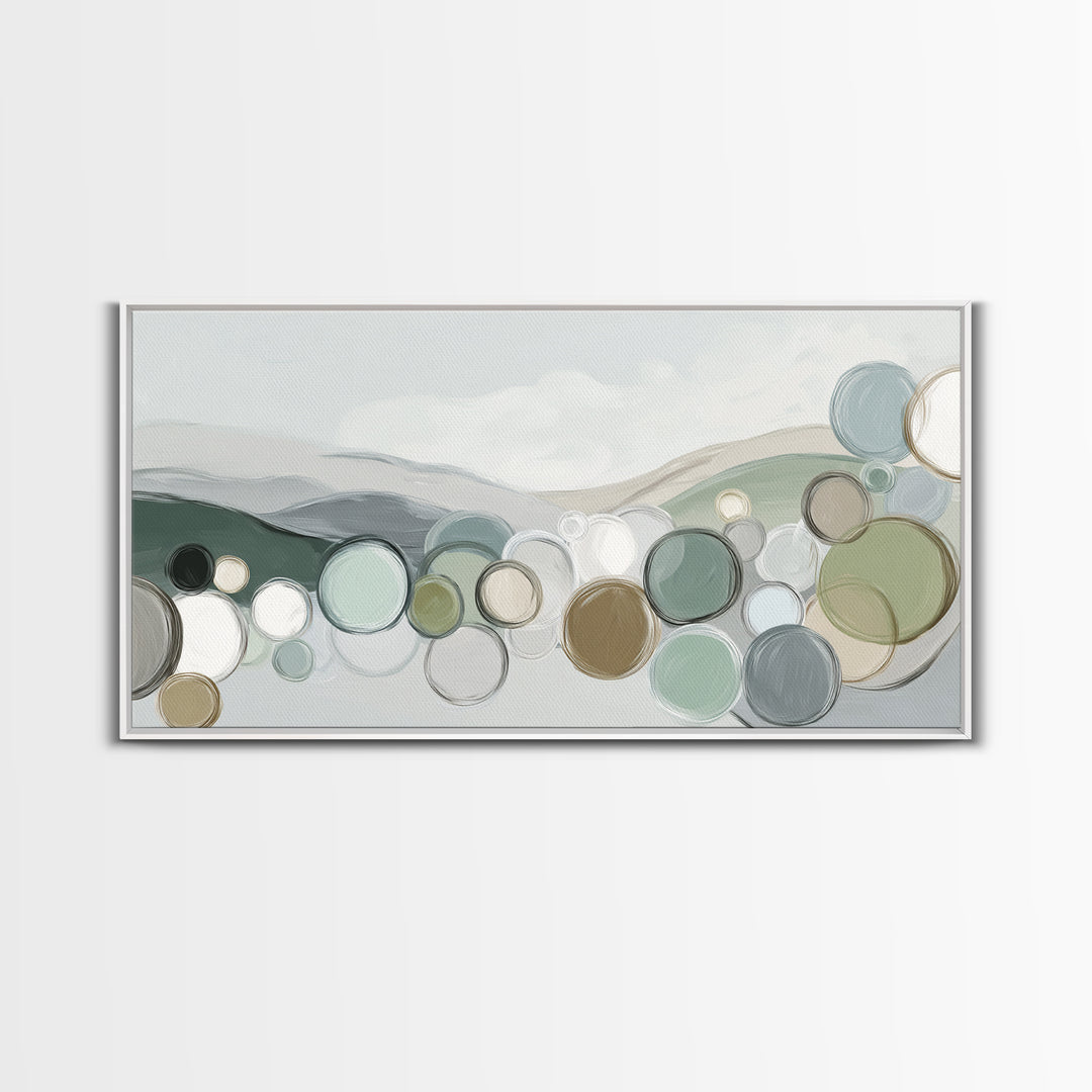 Abstract Circles Suggesting Calm Movement Framed Canvas Print, Waiting Room Art, Luxury Decor, Waiting Room Decor, Calm, WRA-2x1-30