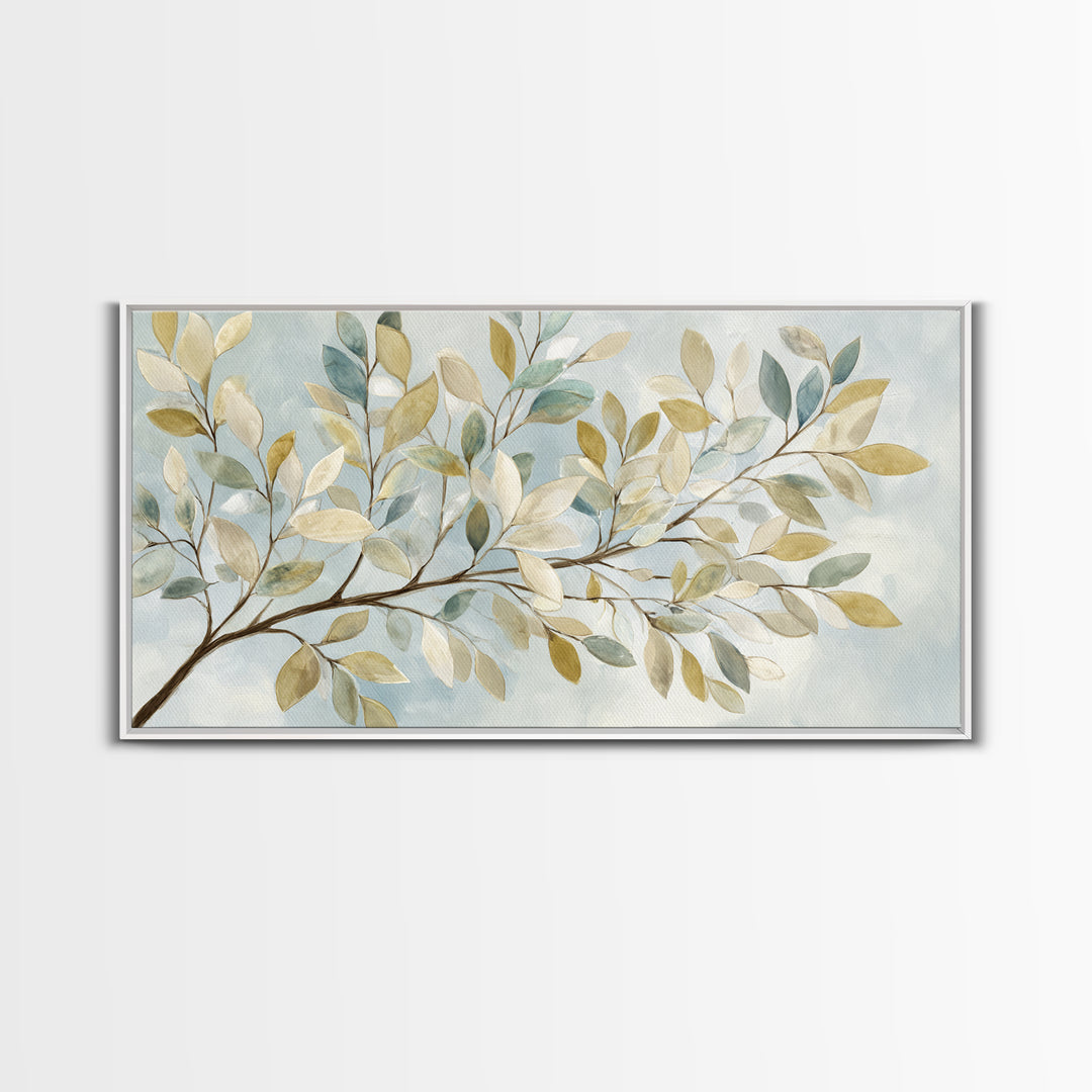 Neutral Botanical Branch Canvas Print, Waiting Room Art, Living Room Wall Art, Waiting Room Decor, Watercolor Art, Calm, WRA-2x1-47