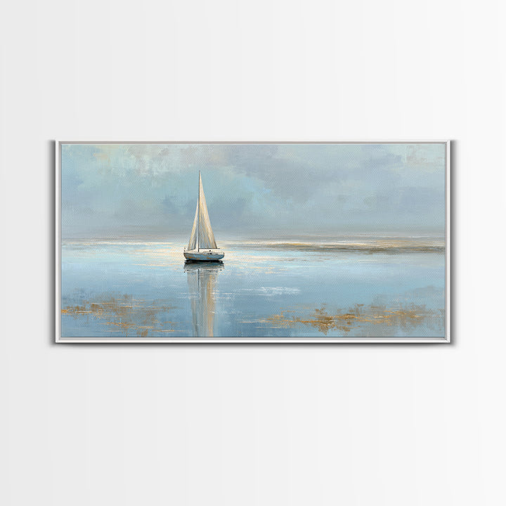 Quiet Sailboat on Calm Water Canvas Print, Waiting Room Art, Minimalist Wall Art, Waiting Room Decor, Fine Art, Calm, WRA-2x1-63