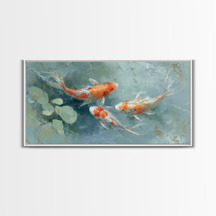 Gentle Koi Fish Canvas Print, Waiting Room Art, Textured Painting, Waiting Room Decor, Watercolor Art, Calm, Printable Art, WRA-2x1-66