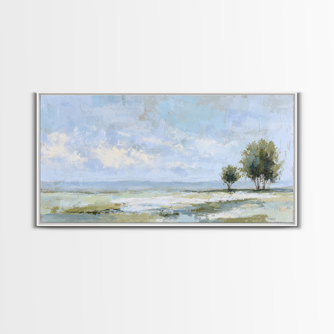 Open Field with Distant Tree Framed Canvas Print, Waiting Room Art, Dental Art, Waiting Room Decor, Fine Art, Calm, WRA-2x1-67