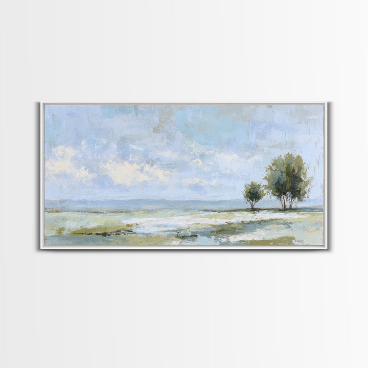 Open Field with Distant Tree Framed Canvas Print, Waiting Room Art, Dental Art, Waiting Room Decor, Fine Art, Calm, WRA-2x1-67