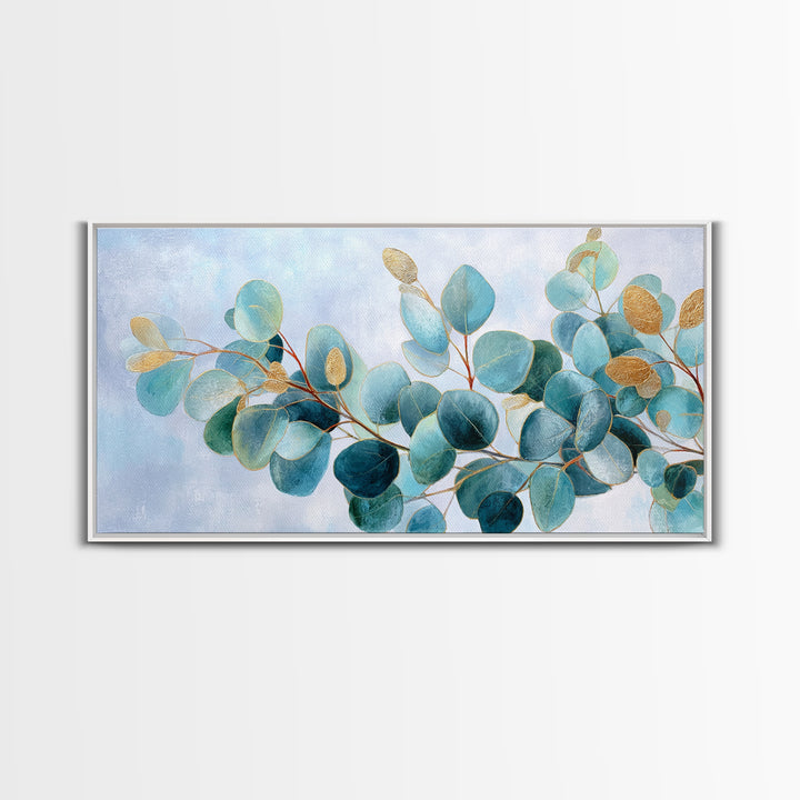 Clean Eucalyptus Leaf Study Framed Canvas Print, Waiting Room Art, Office Wall Art, Waiting Room Decor, Fine Art, Calm, WRA-2x1-85