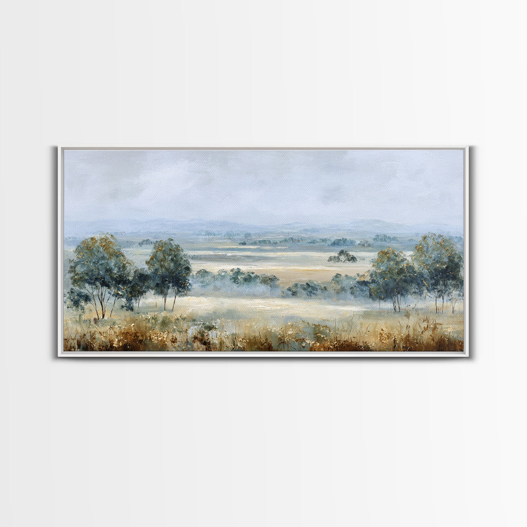 Open Field with Distant Tree Framed Canvas Print, Waiting Room Art, Abstract Art, Waiting Room Decor, Fine Art, Calm, WRA-2x1-91