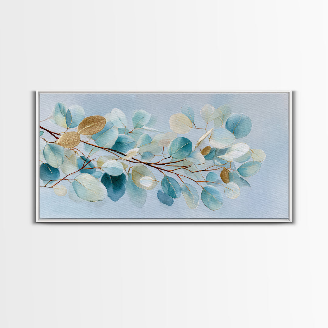 Neutral Botanical Branch Framed Canvas Print, Waiting Room Art, Fine Art, Waiting Room Decor, Oil Painting, Calm, WRA-2x1-95